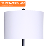 Sarantino Metal Floor Lamp Shade Black Post in Marble Finish Shelves - Side View