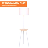 Sarantino Metal Tripod Floor Lamp Shade with Wooden Table Shelf - Top-Down View