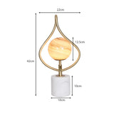 Sarantino Sculptural Orange Glass Table Lamp With White Marble Base - Front View