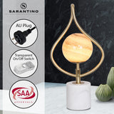 Sarantino Sculptural Orange Glass Table Lamp With White Marble Base - Low Angle