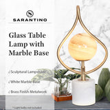 Sarantino Sculptural Orange Glass Table Lamp With White Marble Base - Extra Image