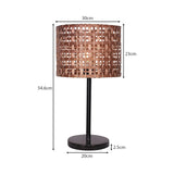 Sarantino Rattan Desk Lamp With Black Marble Base - Front View