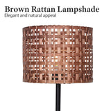 Sarantino Rattan Desk Lamp With Black Marble Base - Rear View