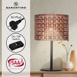 Sarantino Rattan Desk Lamp With Black Marble Base - Close-Up Angle