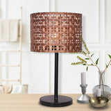 Sarantino Rattan Desk Lamp With Black Marble Base - Low Angle