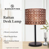 Sarantino Rattan Desk Lamp With Black Marble Base - Extra Image