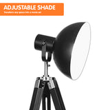 Sarantino Tripod Floor Spot Lamp Reading Adjustable Height Metal Black - Front View