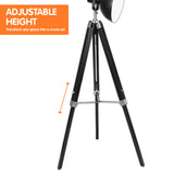 Sarantino Tripod Floor Spot Lamp Reading Adjustable Height Metal Black - Side View