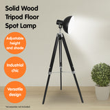 Sarantino Tripod Floor Spot Lamp Reading Adjustable Height Metal Black - Close-Up Angle