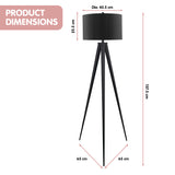 Sarantino Minimalist Modern Tripod Floor Lamp Black - Top-Down View