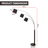 Sarantino 3-Light Arc Floor Lamp Adjustable Black 3 Shades - Side View