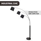 Sarantino 3-Light Arc Floor Lamp Adjustable Black 3 Shades - Top-Down View