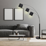 Sarantino 3-Light Arc Floor Lamp Adjustable Black 3 Shades - Rear View