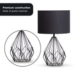 Sarantino Metal Wire Table Lamp in Black Finish With Black Drum Shade - Top-Down View