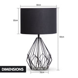 Sarantino Metal Wire Table Lamp in Black Finish With Black Drum Shade - 45-Degree Angle