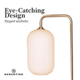 Sarantino Metal Floor Lamp With Opal Glass Shade - 45-Degree Angle