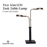 Sarantino LED Metal Table Lamp with 2 Lights Brushed Gold Black Finish - Top-Down View