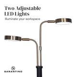 Sarantino LED Metal Table Lamp with 2 Lights Brushed Gold Black Finish - 45-Degree Angle