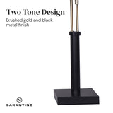 Sarantino LED Metal Table Lamp with 2 Lights Brushed Gold Black Finish - Close-Up Angle