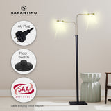 Sarantino LED Metal Floor Lamp with 2 Lights in Brushed Gold and Black Finish - Rear View
