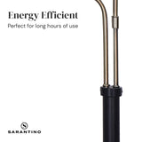 Sarantino LED Metal Floor Lamp with 2 Lights in Brushed Gold and Black Finish - Close-Up Angle