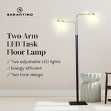 Sarantino LED Metal Floor Lamp with 2 Lights in Brushed Gold and Black Finish - Extra Image
