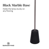 Sarantino Metal Floor Lamp Nickel Finish with Black Marble Base - 45-Degree Angle