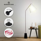 Sarantino Metal Floor Lamp Nickel Finish with Black Marble Base - Extra Image
