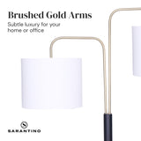 Sarantino Black/Brass Finish Reading Light  Electric Table Lamp - Front View