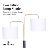 Sarantino Black/Brass Finish Reading Light  Electric Table Lamp - Side View
