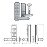 Keyless Mechanical Push Button Security Door Lock System - Rear View