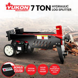 Yukon 7 Ton Electric Log Splitter With Side Protectors Axe Wood Cutter - Front View