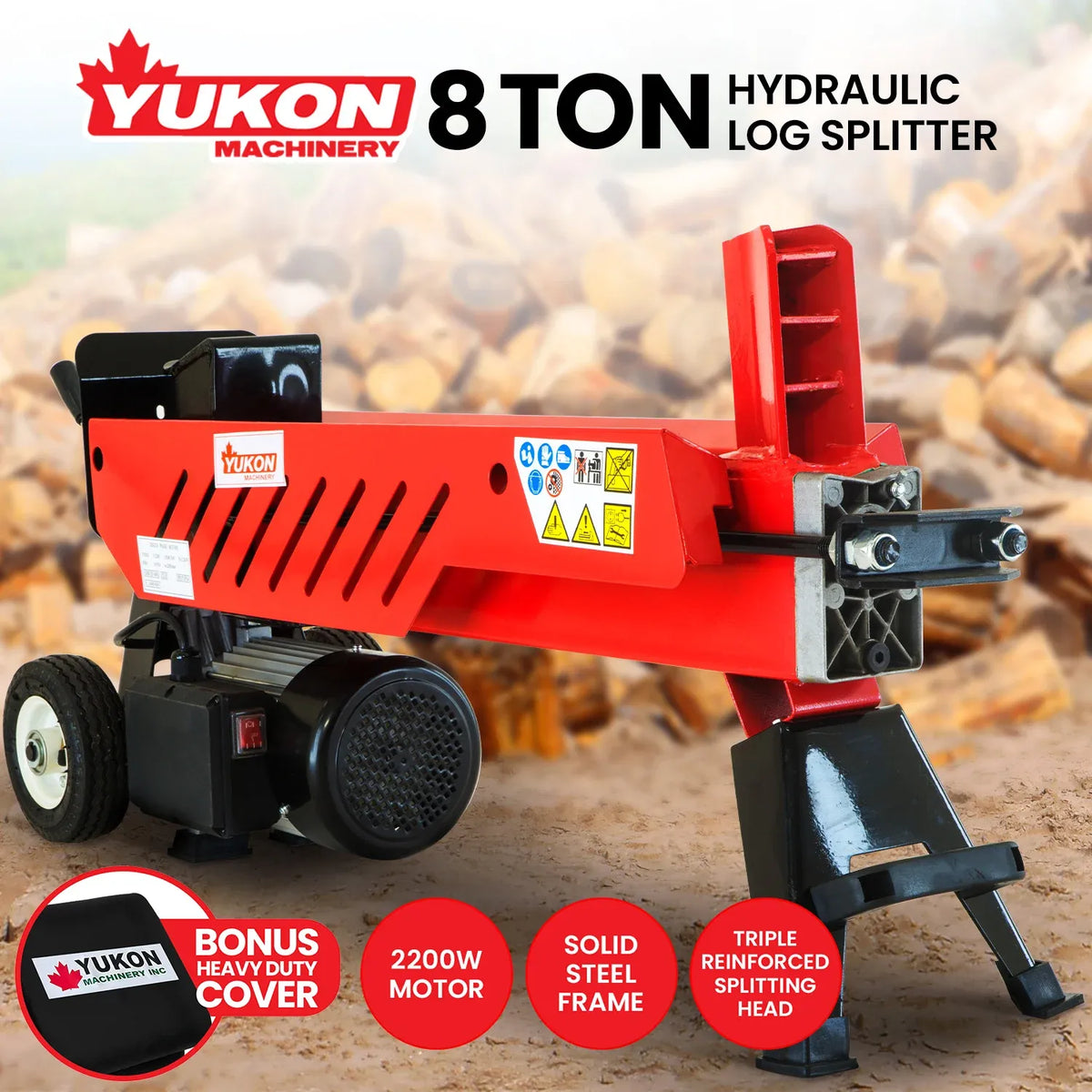 Yukon 8 Ton 2.2kw Heavy-duty Electric Hydraulic Log Splitter