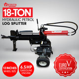 Yukon 18 Ton Petrol Log Splitter Wood Cutter Hydraulic Ram Wood Cutter Firewood Chopper Axe Wedge - Front View