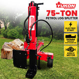 Yukon 75 Ton Petrol Hydraulic Horizontal And Vertical Log Splitter Electric Start - Front View