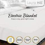 Laura Hill Electric Blanket Queen Size Fitted Underlay Winter Throw - White - Side View