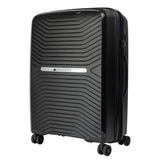 Olympus 3PC Astra Luggage Set Hard Shell Suitcase - Obsidian Black - Front View
