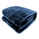 Laura Hill 600gsm Faux Mink Blanket Queen Size Double-sided Throw Rug Large Super Luxurious Soft - Blue - Front View