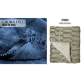 Laura Hill 600gsm Faux Mink Blanket Queen Size Double-sided Throw Rug Large Super Luxurious Soft - Blue - Close-Up Angle