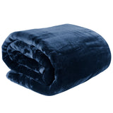 Laura Hill 600gsm Faux Mink Blanket Queen Size Double-sided Throw Rug Large Super Luxurious Soft - Blue - Front View