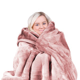 Laura Hill Mink Blanket Queen Size Double-sided Soft Plush Bed Faux Throw Rug 220 X 240cm (pink) - Low Angle