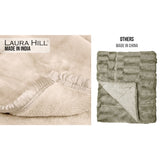 Laura Hill 800-gsm Faux Mink Throw Rug Blanket Queen Size Double-sided Large 220 X 240cm Heavy - Cream - Rear View