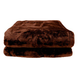 Laura Hill Faux Mink Blanket 800GSM Heavy Double-Sided - Chocolate - Close-Up Angle
