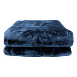Laura Hill 800-gsm Faux Mink Throw Rug Blanket Queen Size Double-sided Large 220 X 240cm Heavy - Blue - Rear View