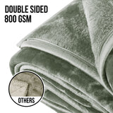 Laura Hill 800-GSM Mink Blanket Queen Size Double-Sided Soft Plush Bed Faux Throw Rug 220 X 240cm Heavy Sage - Top-Down View