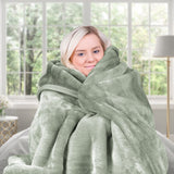 Laura Hill 800-GSM Mink Blanket Queen Size Double-Sided Soft Plush Bed Faux Throw Rug 220 X 240cm Heavy Sage - Close-Up Angle