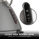 Morphy Richards 1.5L Venture Collection Pyramid Kettle in Steel Grey - Close-Up Angle