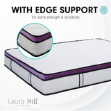 Laura Hill Mattress Queen Size Euro Top Pocket Spring Natural Latex Foam Bed - Rear View