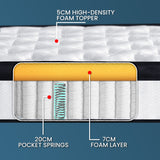 Laura Hill King Single Mattress Bed Size Euro Top 5 Zone Spring Foam 32cm - 45-Degree Angle