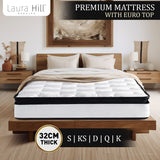 Laura Hill King Single Mattress Bed Size Euro Top 5 Zone Spring Foam 32cm - Extra Image